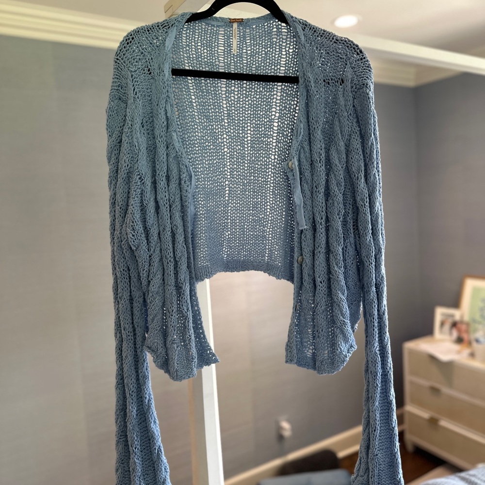 Blue free people Robin cardigan